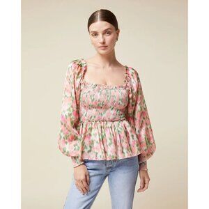 Rachel Parcell NWT Long Sleeve Smocked Blouse in Shell size XXL